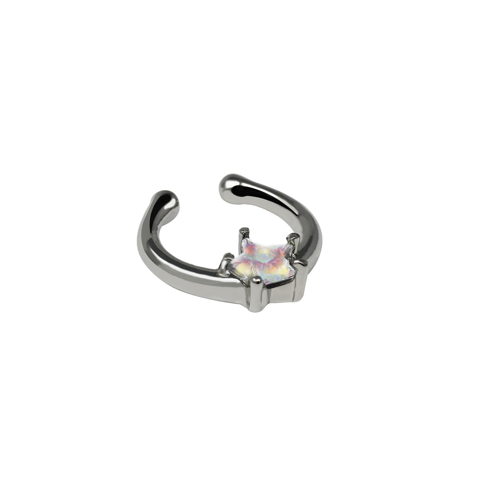 Rhodinierter Fashion Brass Clip-On mit Kristall in Sternform