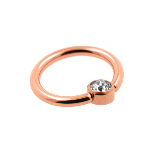 18K Rose Gold Steel BCR mit Kristall Flat Ball - Stärke 1.2mm Kugel 3.5mm