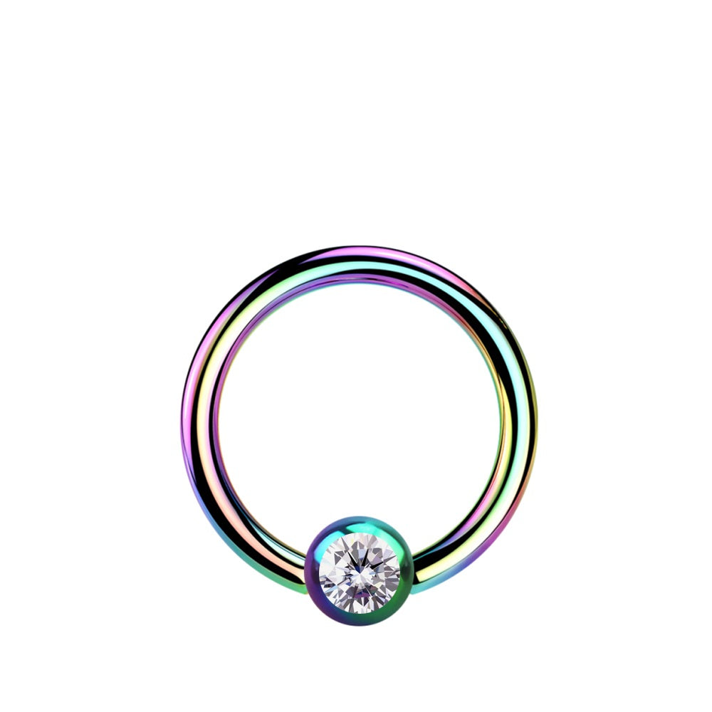 Rainbow Steel BCR mit 4mm Kristall Klemmkugel - CC Kristallklar - Stärke 1.6mm Durchmesser 10mm