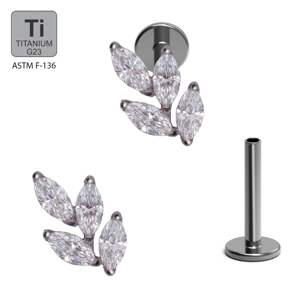 Titan G23 Labret mit Innengewinde und Marquise Zirkonia Design