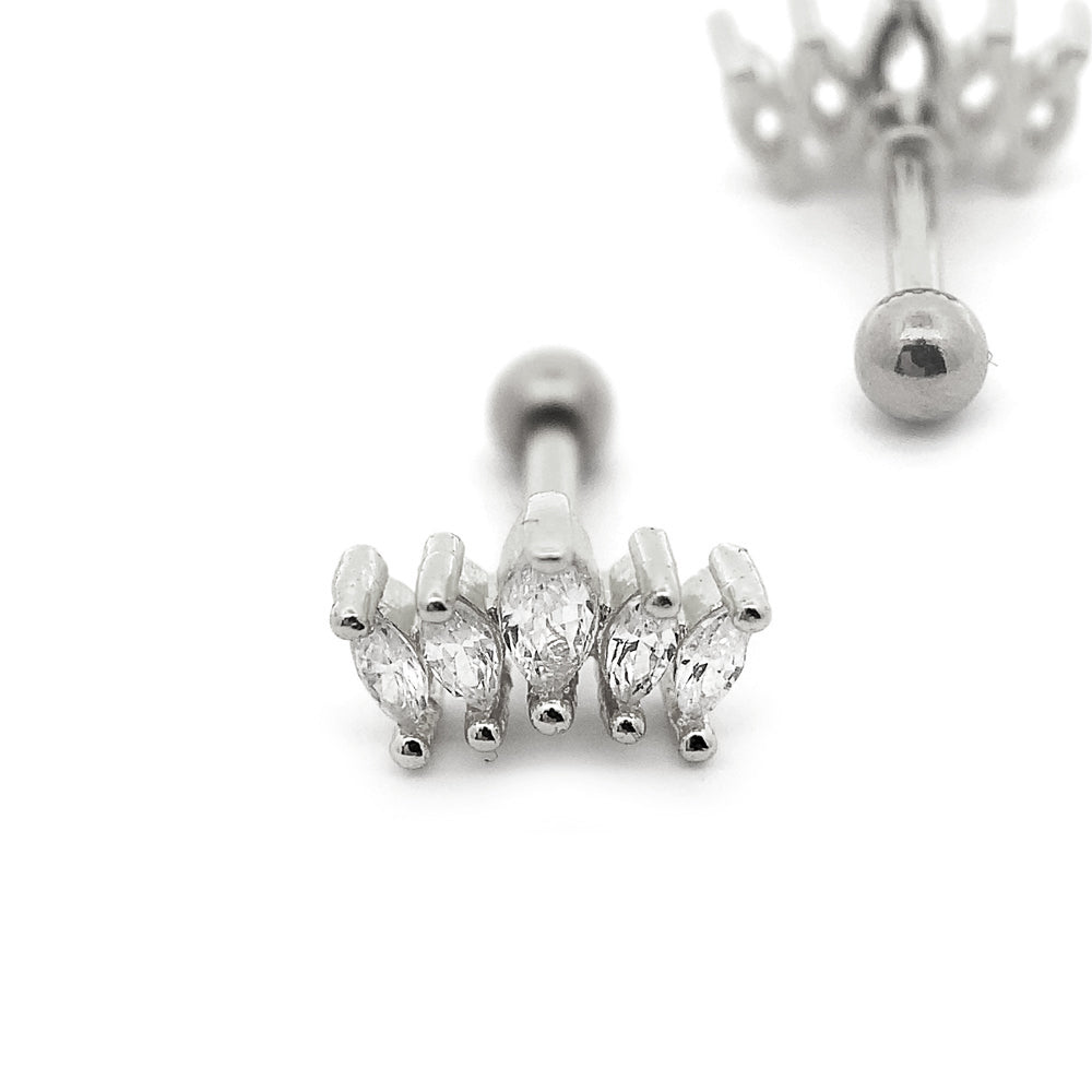 Steel 316L Barbell im Fashion Design mit Kristallen - Kristallklar