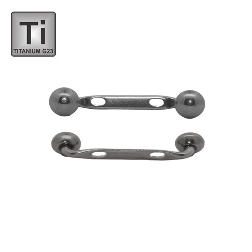 90° Titan G23 Surface Barbell mit gelochter Anchor Platte und abgerundeter 5mm Disc - Stärke 1.6mm Höhe 1.5mm