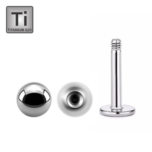 Titan G23 Labret mit Kugel - aus einem Stück mit flacher Bodenplatte