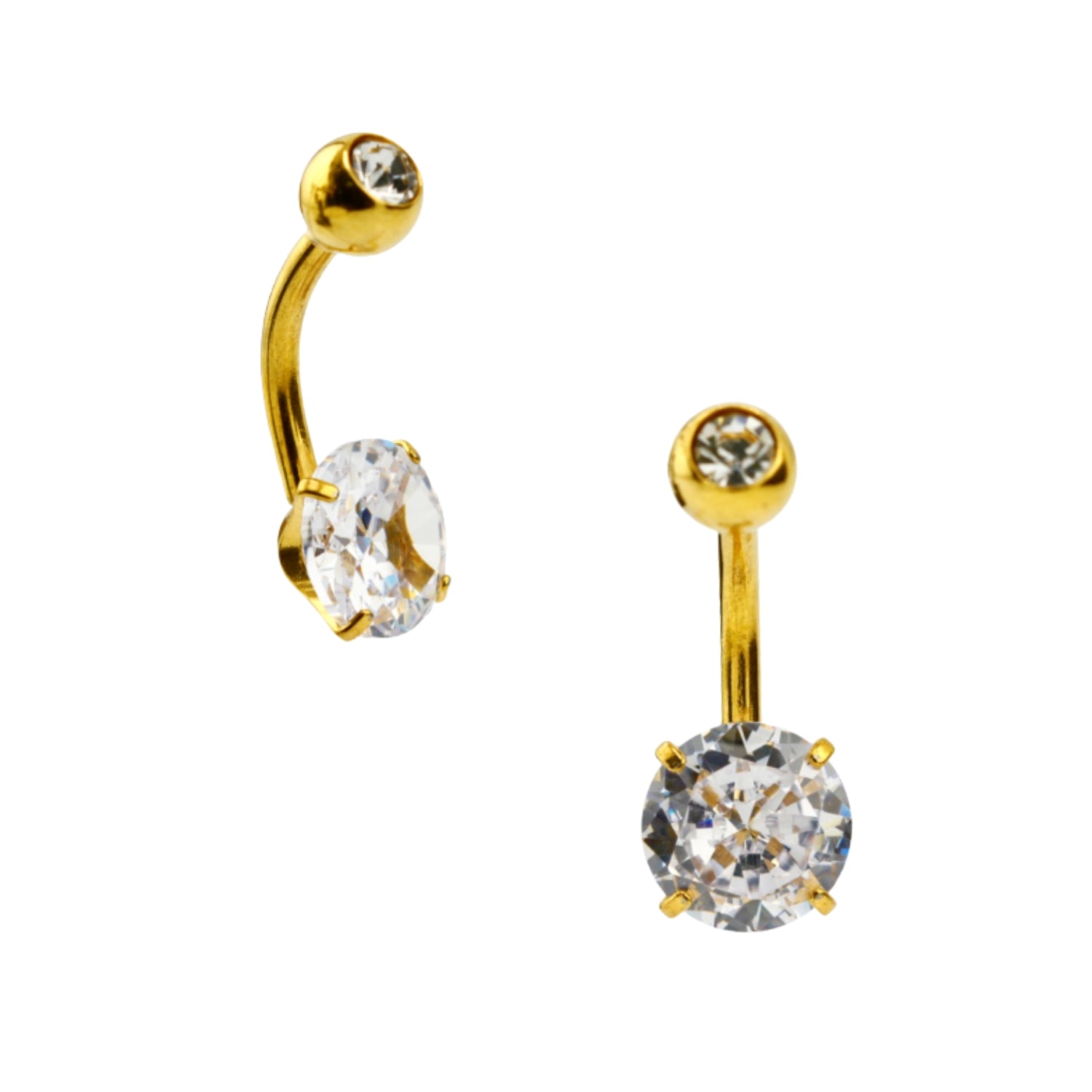 18K Gold Steel Bauchnabel Banana mit Zirkonia (5+8mm) - Stärke 1.6mm Länge 10mm