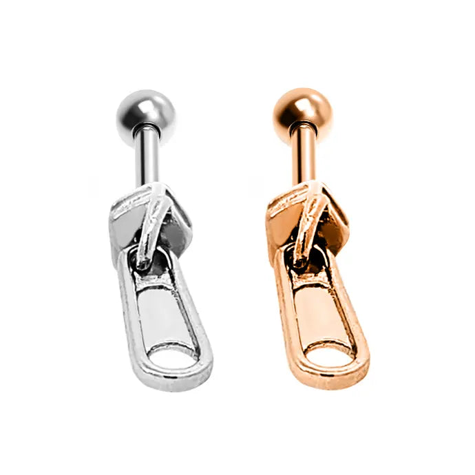 Steel 316L barbell in zipper design