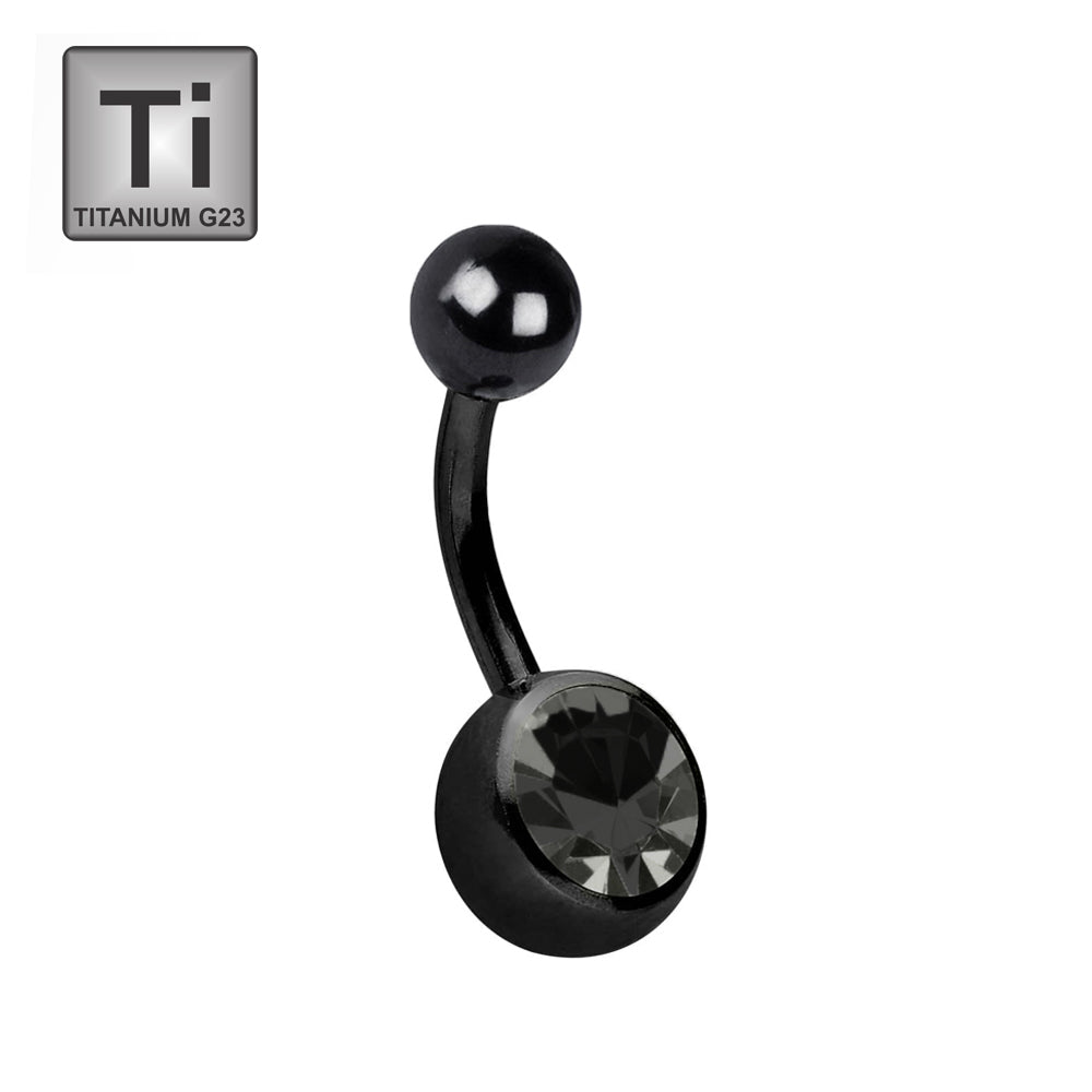 Black Titan Bauchnabel Banana - Stärke 1.6mm mit 5+8mm Kugeln - Single Crystal