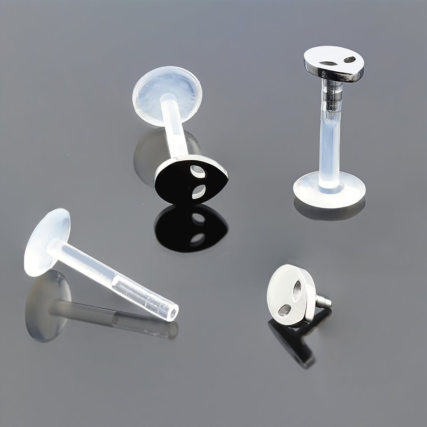 Push-In Bioflex Labret mit Steel Top im Alien Design - Stärke 1.2mm Länge 10mm