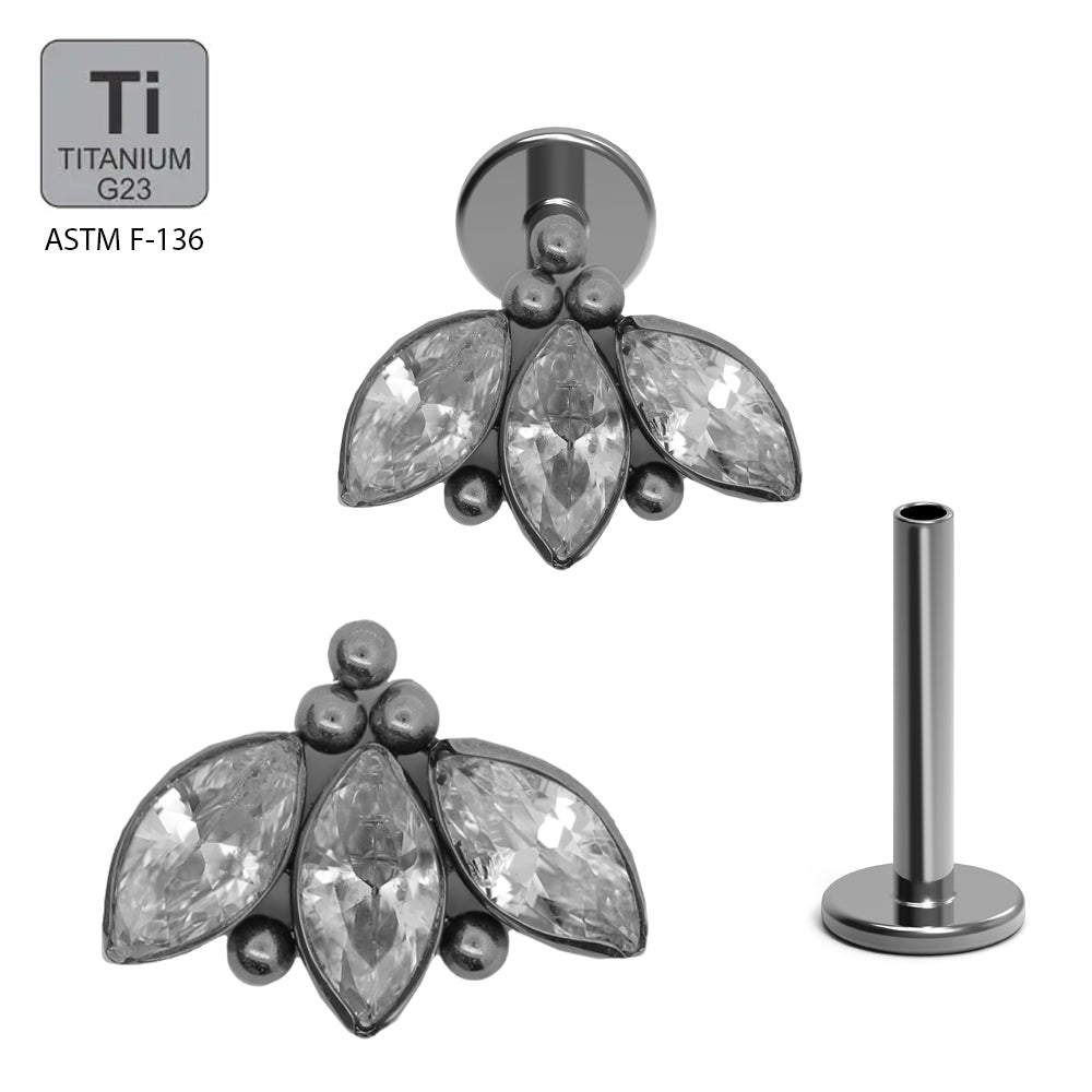 Titan G23 Labret mit Innengewinde und Marquise Zirconia Design