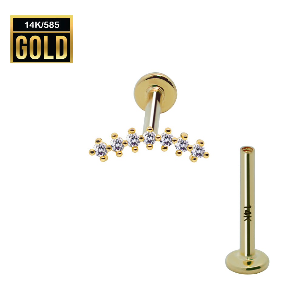 585er Echt-Gelbgold (14K) Labret mit Cubic Zirkonia