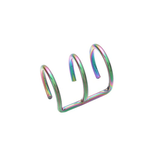 Rainbow Steel Non Piercing Clip-On mit 3 Ringen - Stärke 1.6mm Durchmesser 10mm