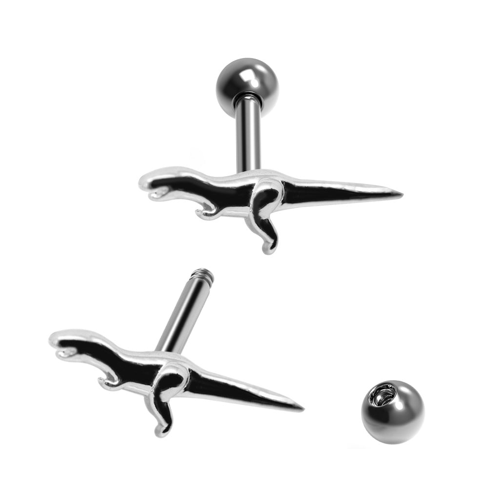 Steel 316L barbell in dinosaur design