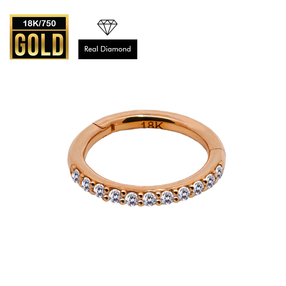 750er Echt- Rosegold (18K) Segmentring Clicker mit Diamanten - Stärke 1.2mm