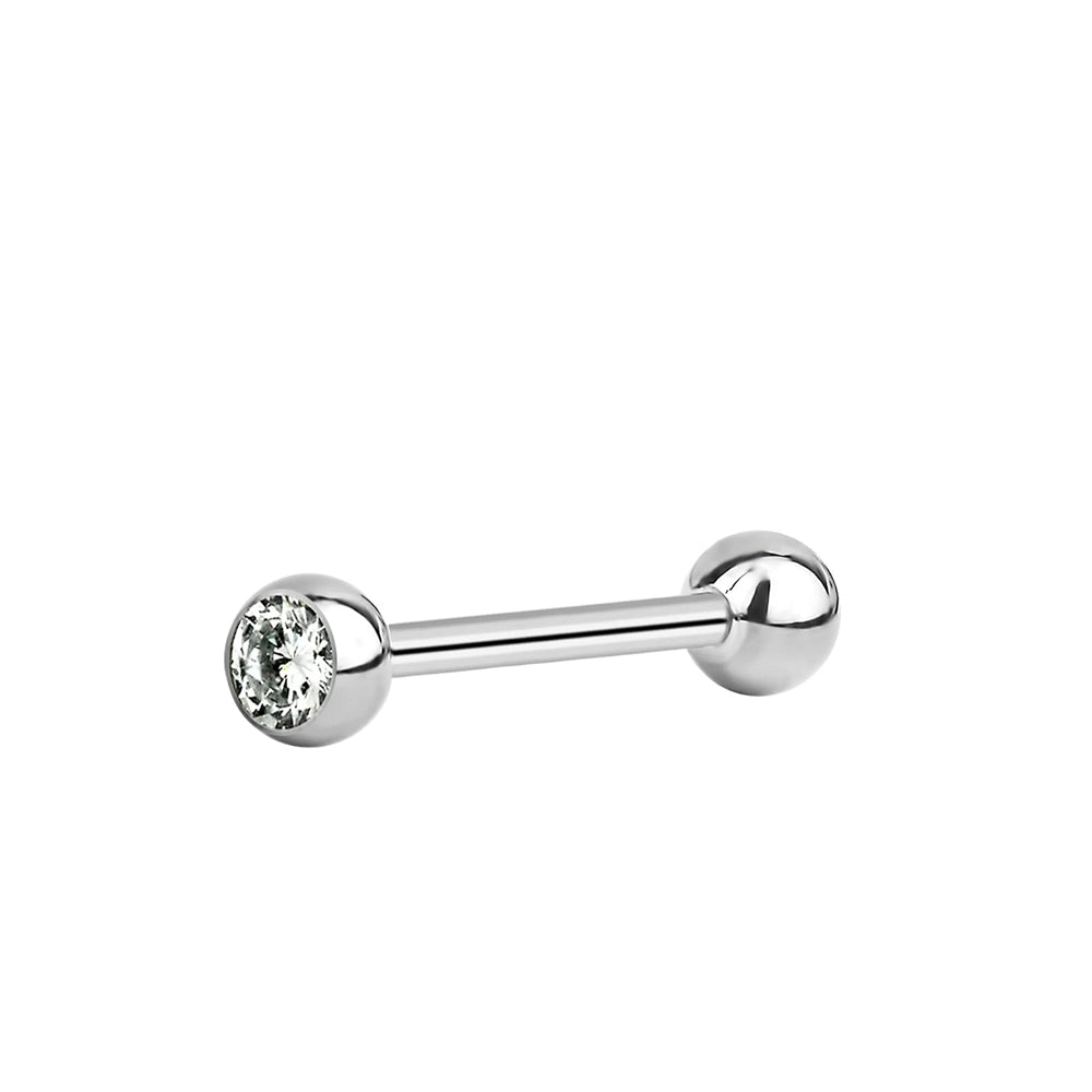 Steel 316l Barbell mit 6mm Kugeln - Stärke 1.6mm/ Single Crystal