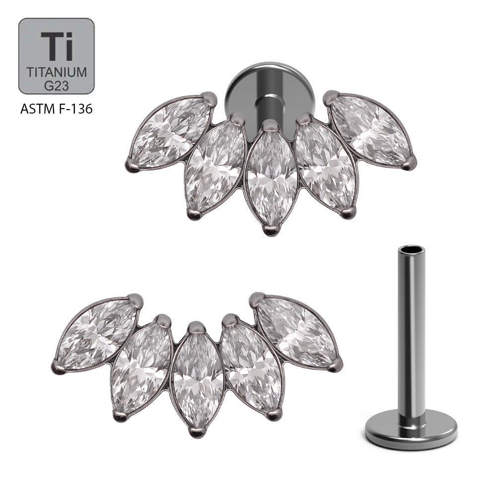 Titan G23 Labret mit Innengewinde und Marquise Zirkonia Design