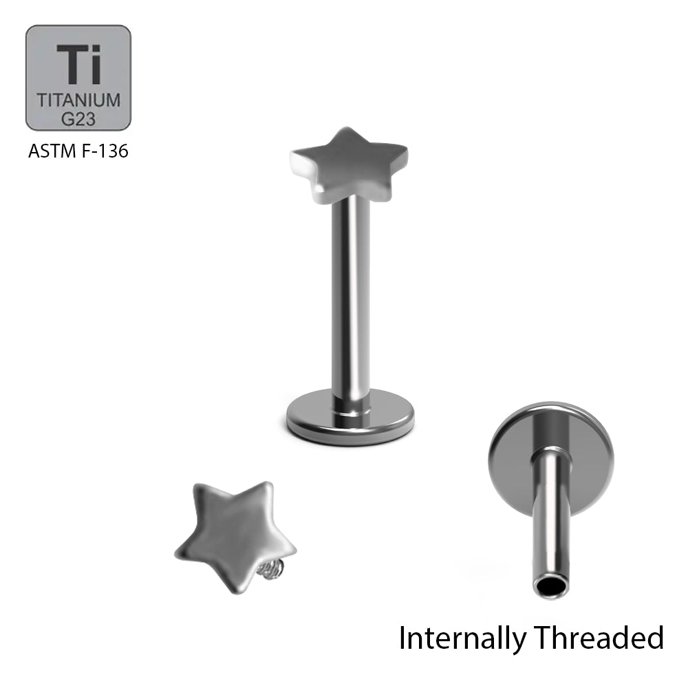 Titan G23 Labret mit Innengewinde und Stern Design - Stärke 1.2mm