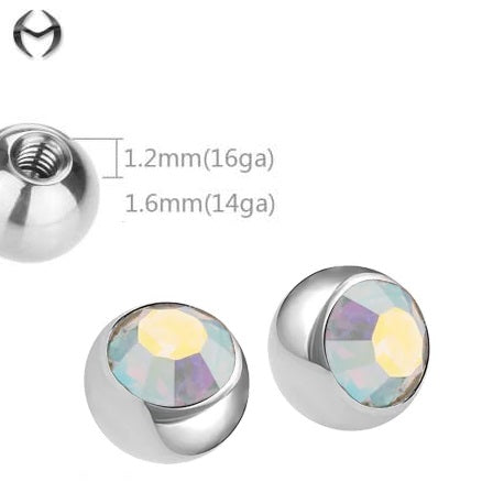 Steel screw ball with SWAROVSKI crystal - CR Rainbow 