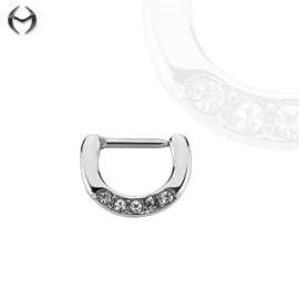 Steel Septum Clicker in fashion design with crystals in CC Crystal Clear