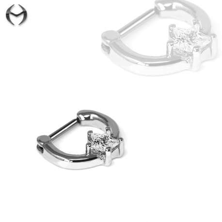 Steel Septum Clicker in fashion design with crystal star in CC Crystal Clear