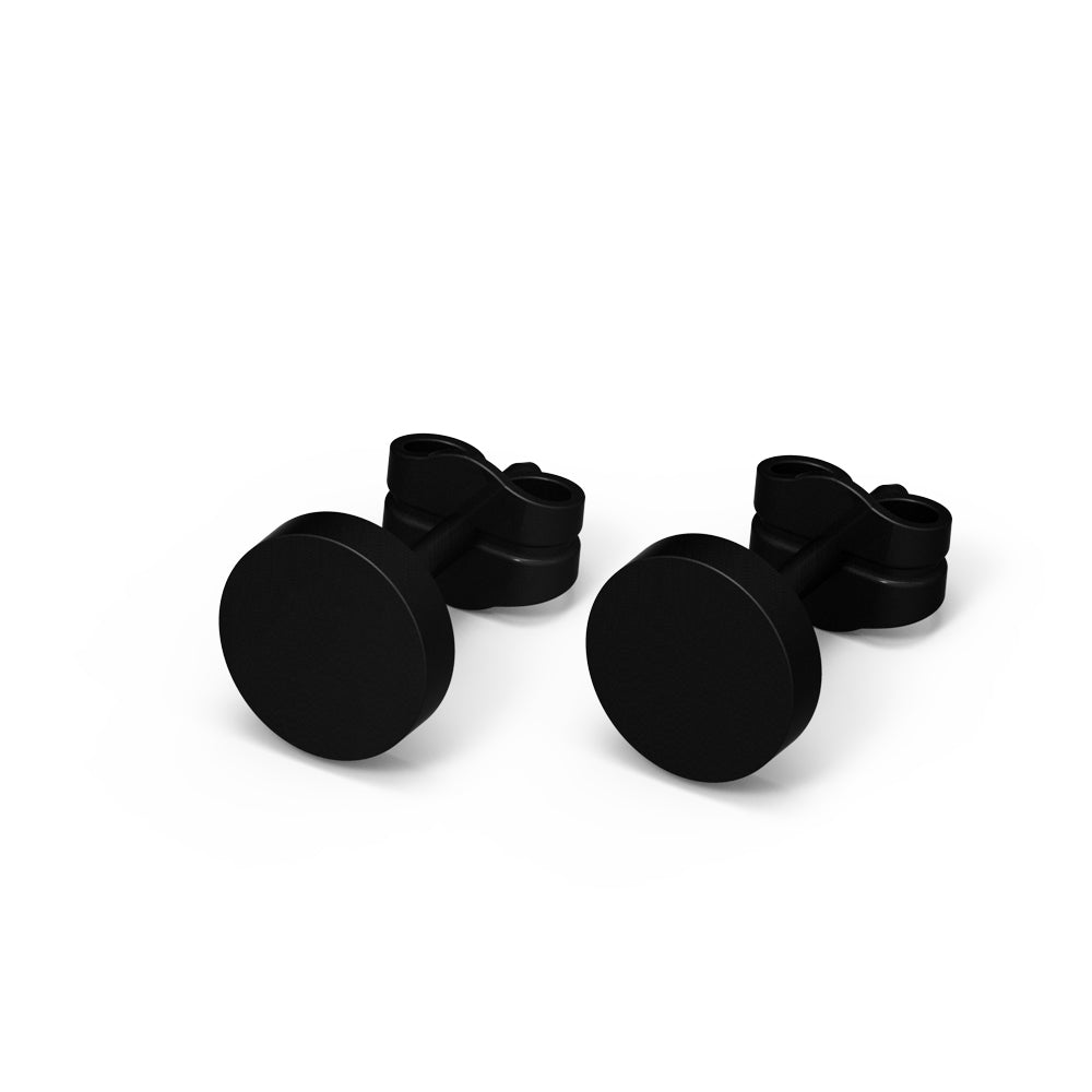 Black S. Steel stud earrings in a round design - 6.5mm/matt