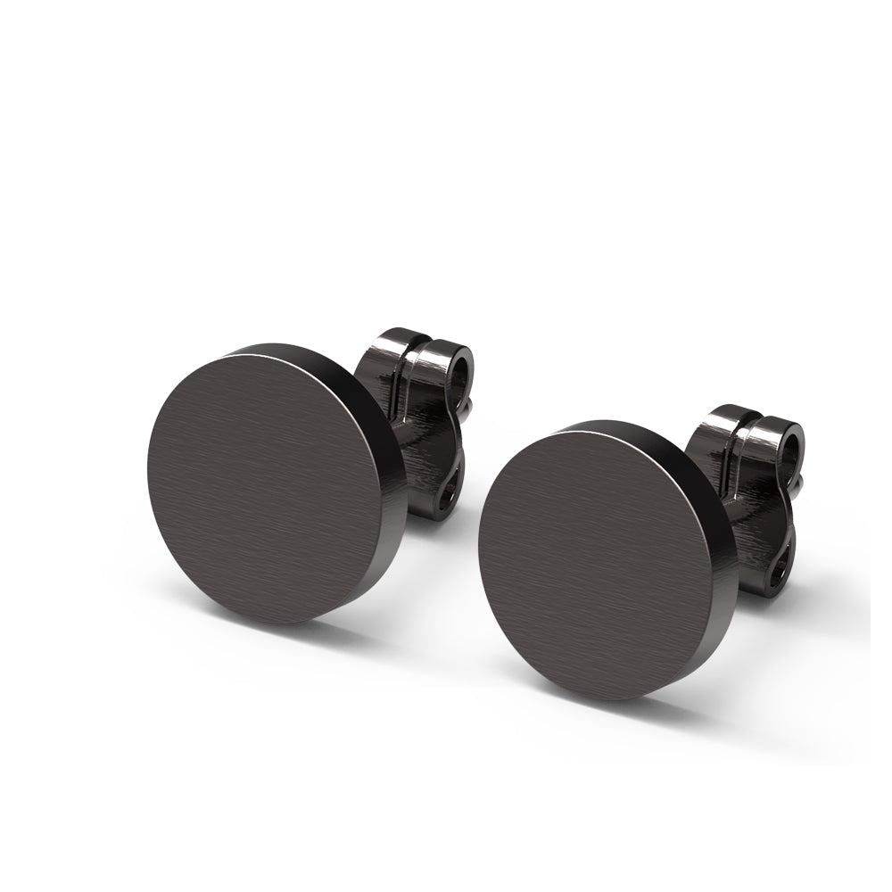 Black S. Steel stud earrings in a round design - 10mm/matt