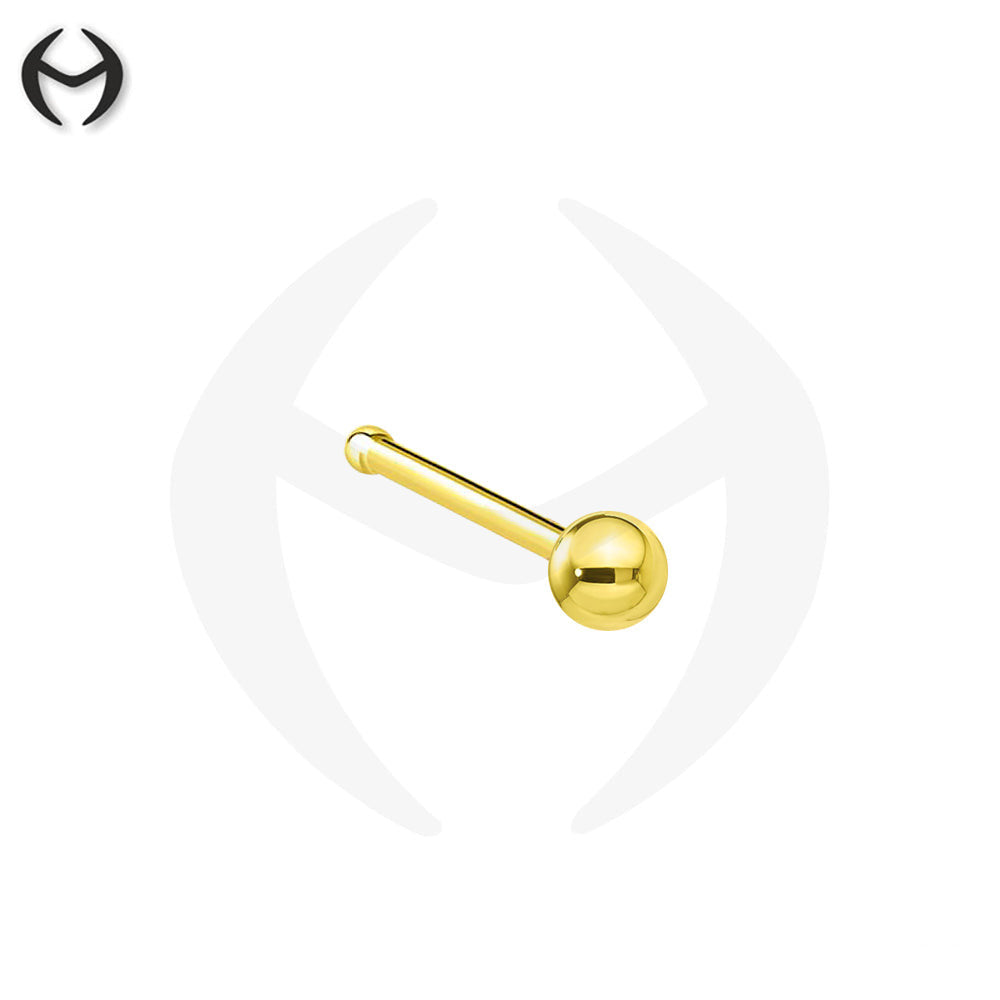 750 real yellow gold (18K) nose stud with ball
