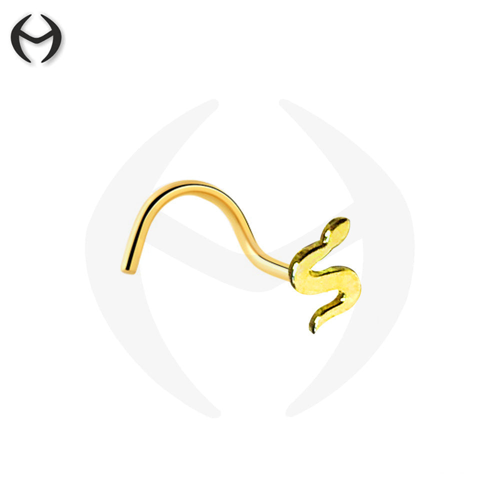 750 real yellow gold (18K) nose spiral with snake
