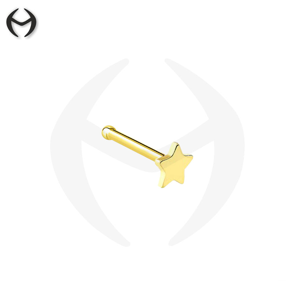 750 real yellow gold (18K) nose stud with star