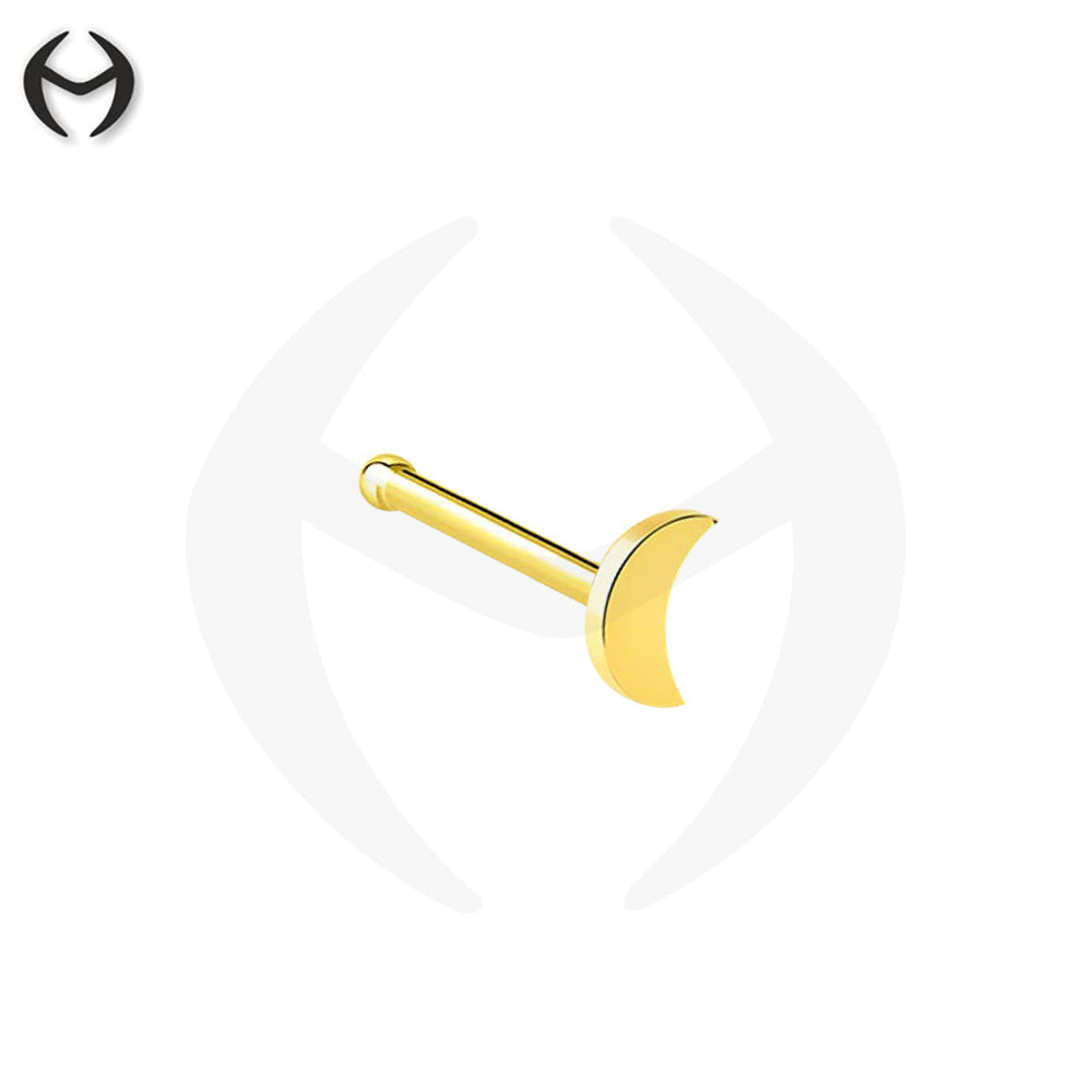 750 real yellow gold (18K) nose stud with moon