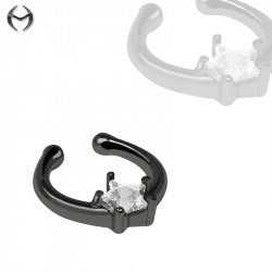 Black Fashion Clip-On Septum Ring with Crystal Star