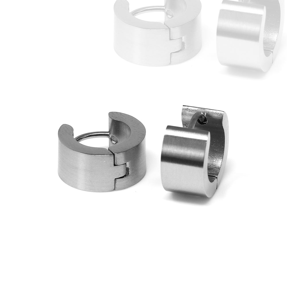 S. Steel Hoop Earrings - 13.5mm x 7mm/ Matt