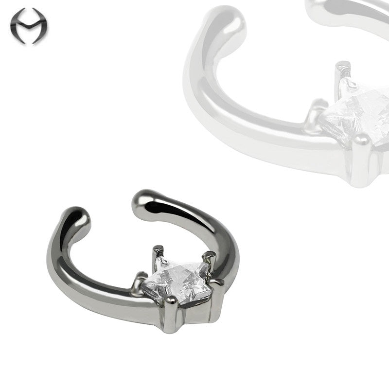 Fashion clip-on septum ring with crystal star