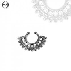 Fashion clip-on septum ring with crystals in CC Crystal Clear