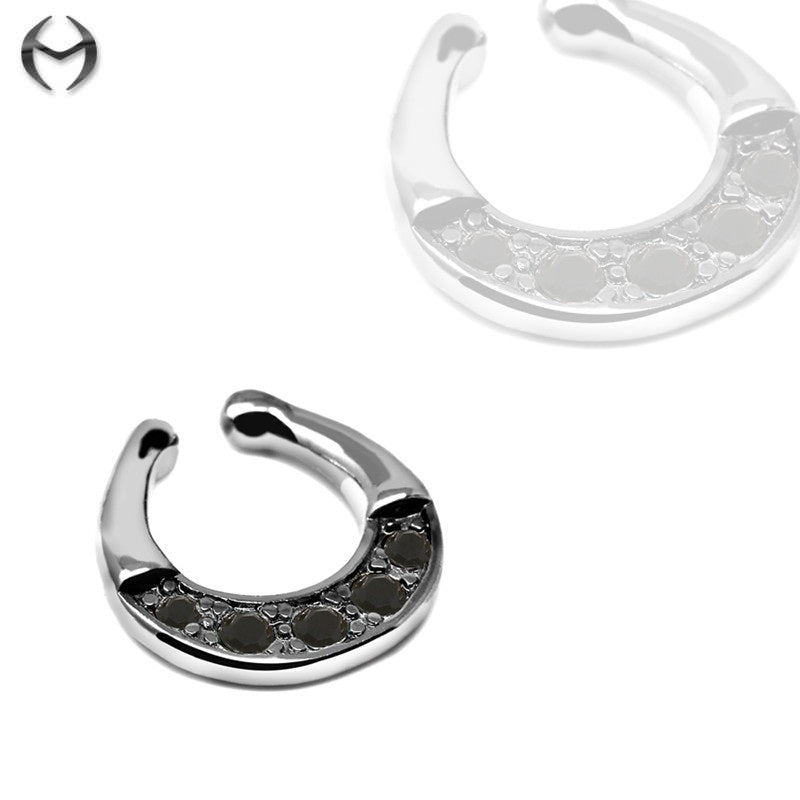 Fashion clip-on septum ring with crystals