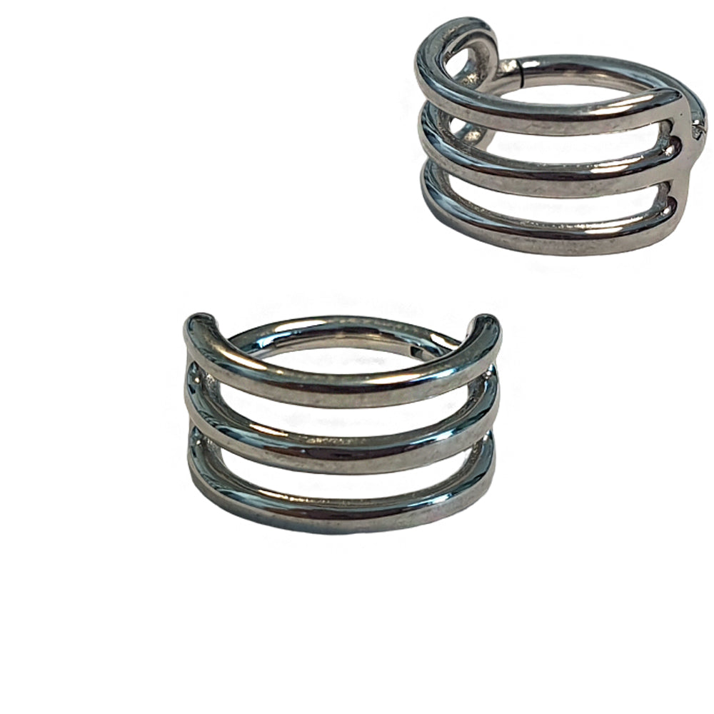 Steel segment ring clicker with design - thickness 1.2mm x 8mm