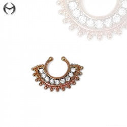 Rose Gold Fashion Clip-On Septum Ring mit Kristallen in Crystal Clear